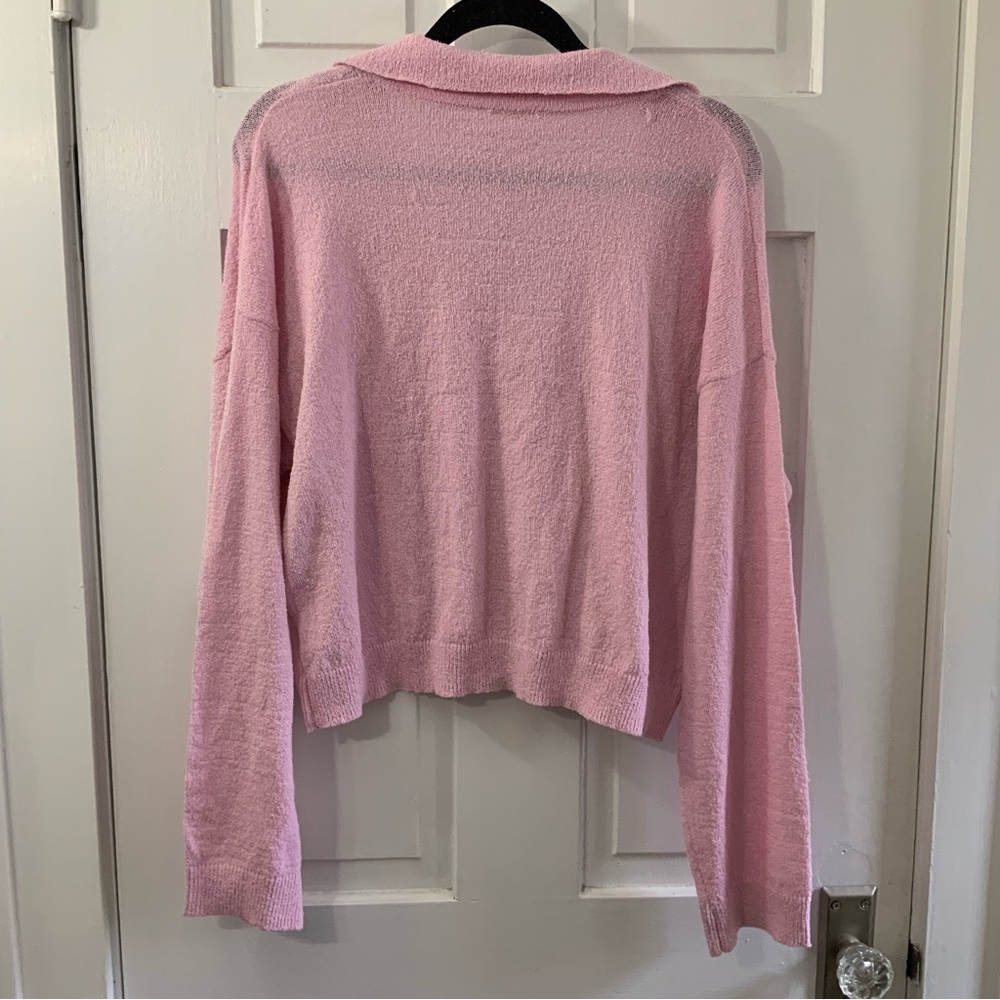 Double Zero NWT Stretchy Oversized Pretty Pink Sweater w/ Collar Size XL - Picture 2 of 3